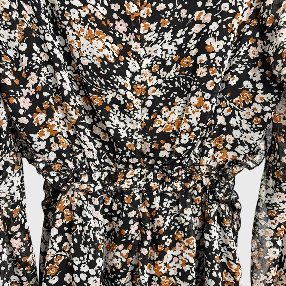 Lulus Autumn Bliss Floral Print Cutout Mini Dress Size L Long Sleeve Evening - Picture 14 of 16